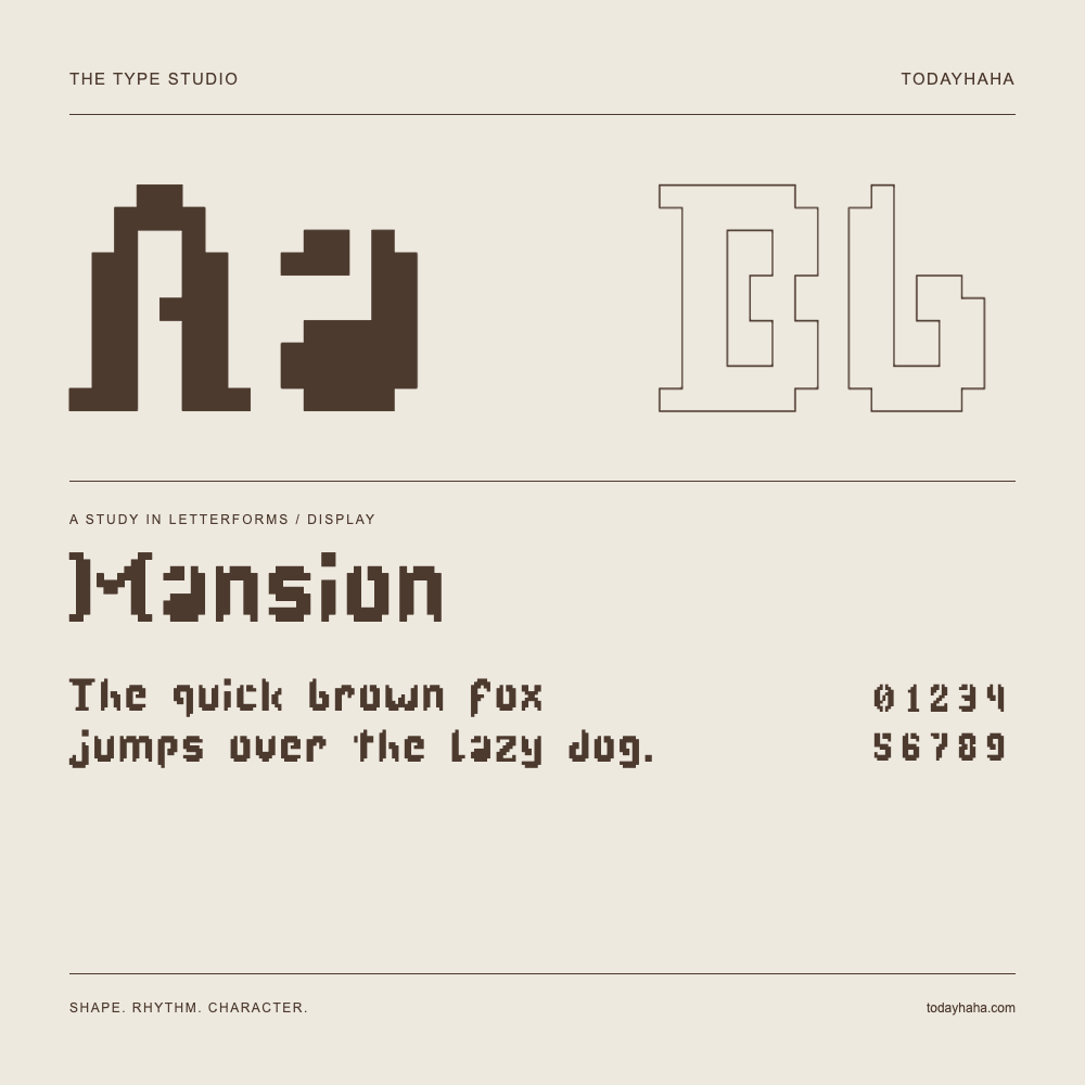 Mansion — Étude des lettres avec une phrase et des chiffres
