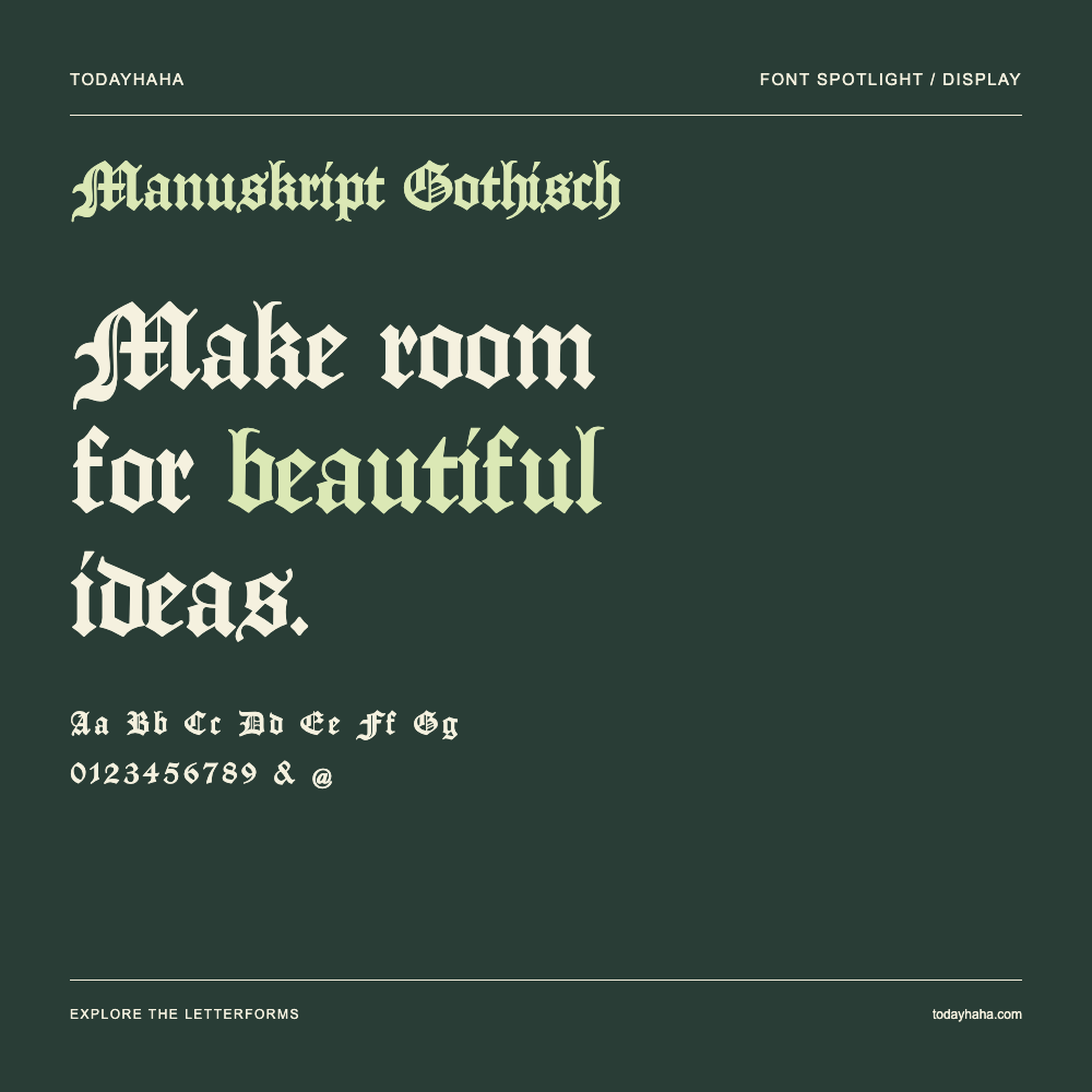 Manuskript Gothisch — Affiche typographique avec exemple de texte