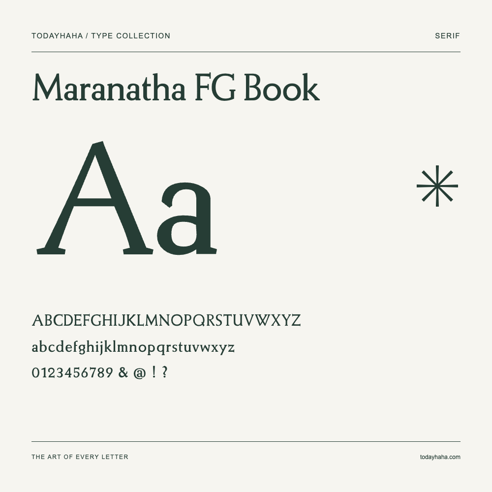 Maranatha FG Book — Campione con lettere maiuscole, minuscole e numeri