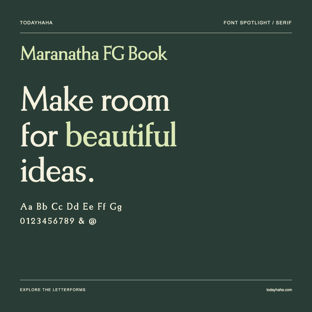 Maranatha FG Book — Poster tipografico con testo di esempio