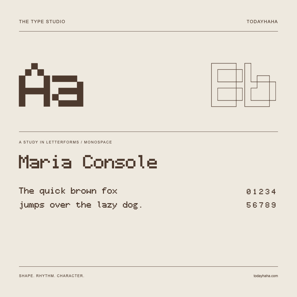 Maria Console — Étude des lettres avec une phrase et des chiffres