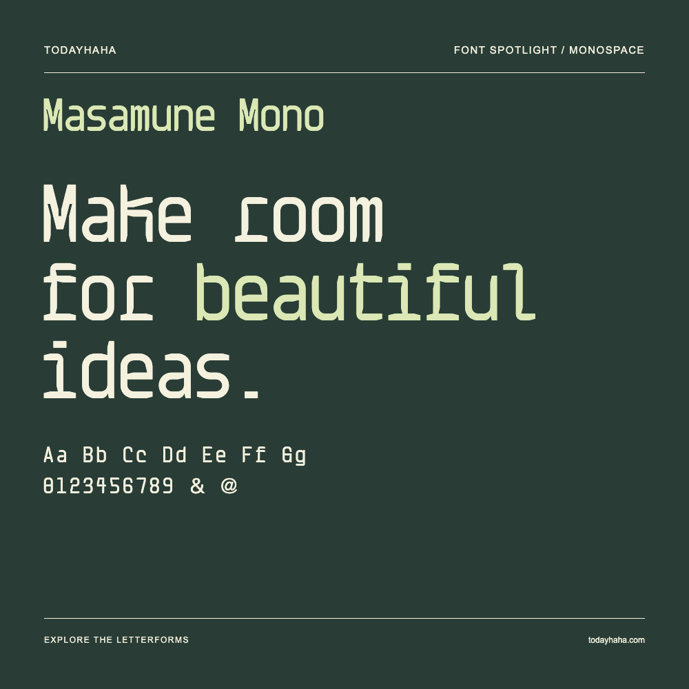 Masamune Mono — Typografieposter mit Beispieltext