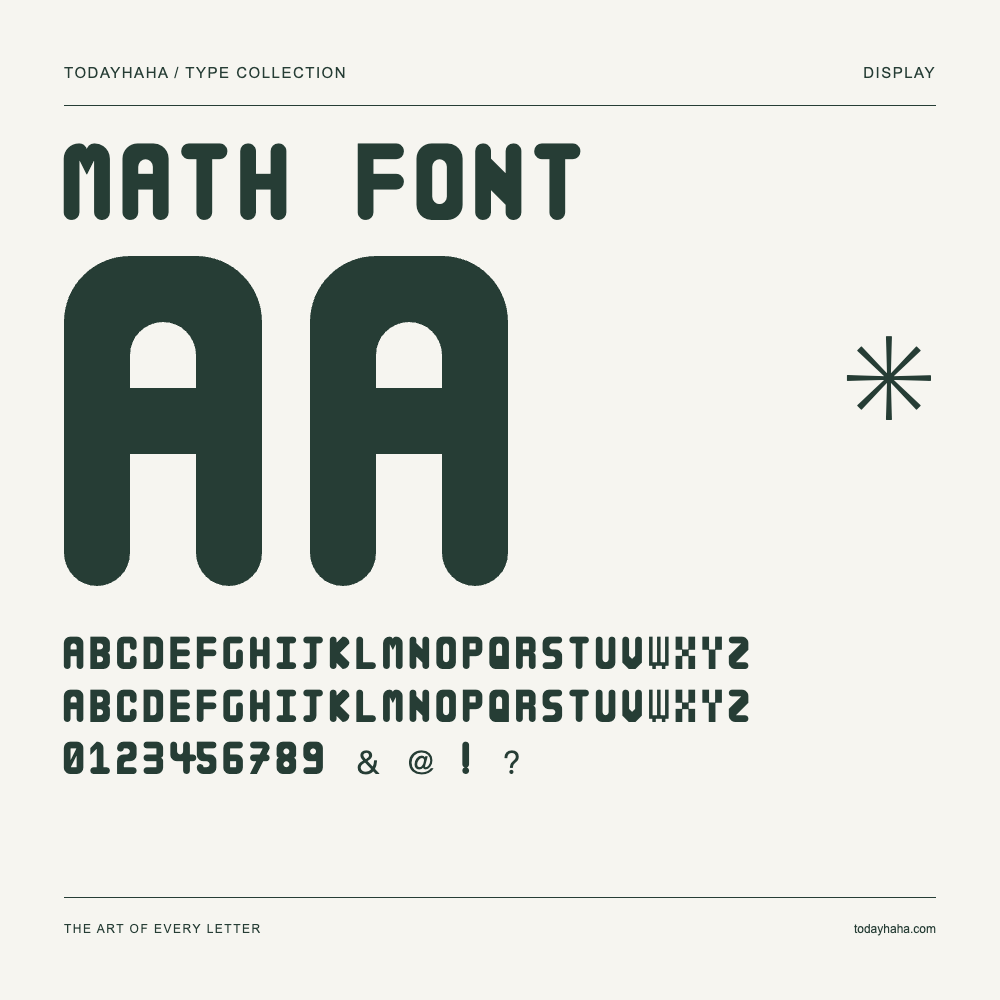 Math Font — Schriftmuster mit Großbuchstaben, Kleinbuchstaben und Ziffern