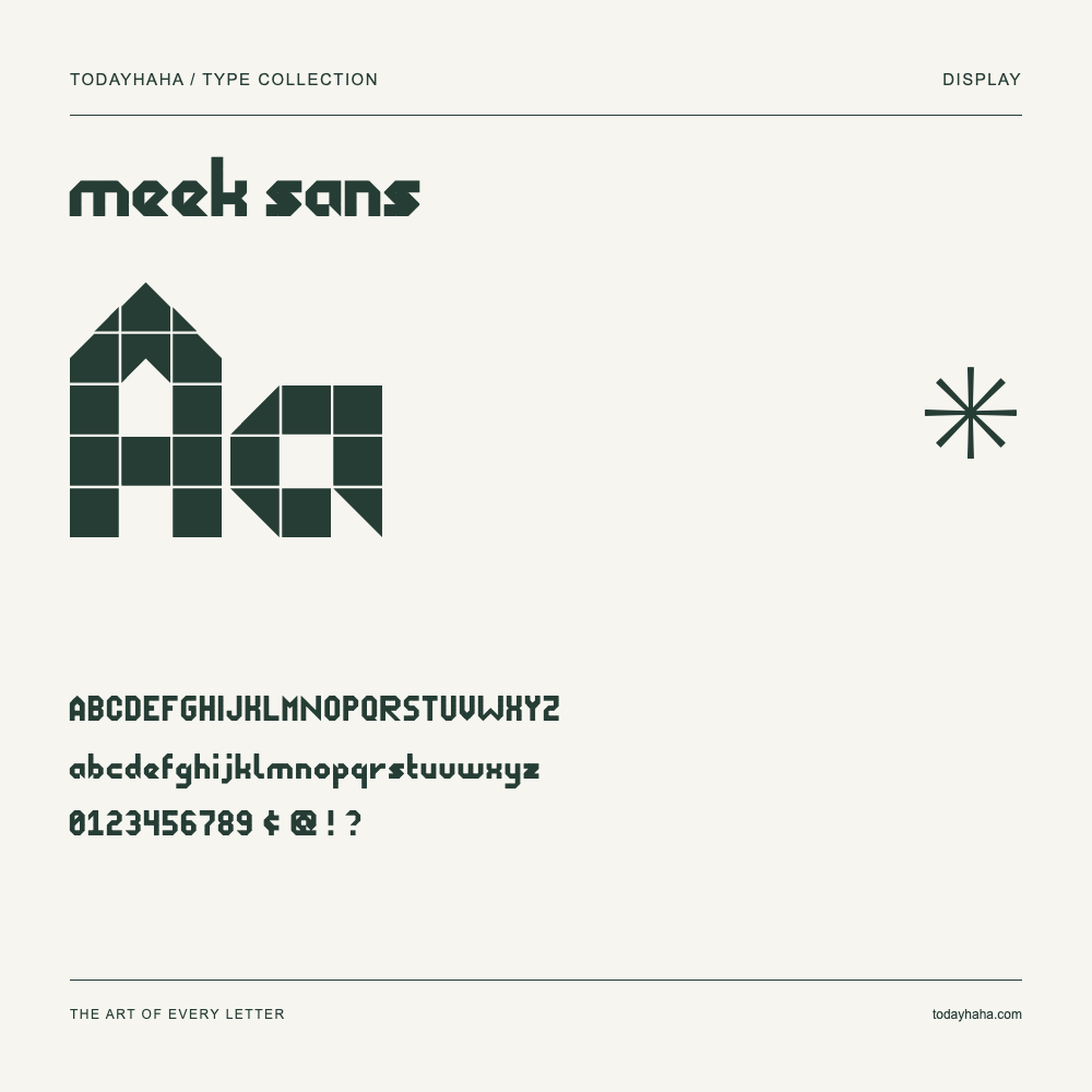 meek sans — Muestra de mayúsculas, minúsculas y números
