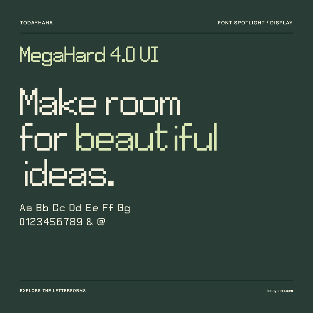 MegaHard 4.0 UI — Typografieposter mit Beispieltext