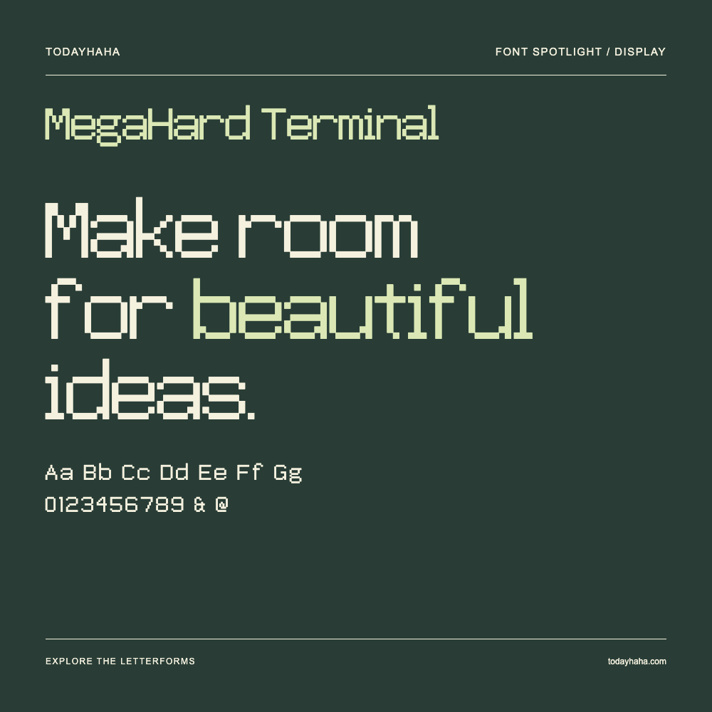 MegaHard Terminal — Typografieposter mit Beispieltext