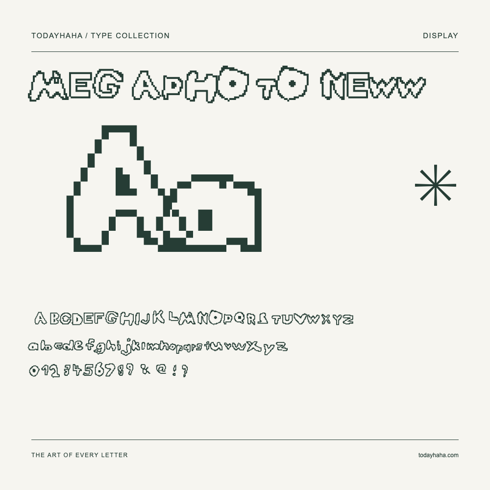 MEGAPHOTO NEWW — Muestra de mayúsculas, minúsculas y números