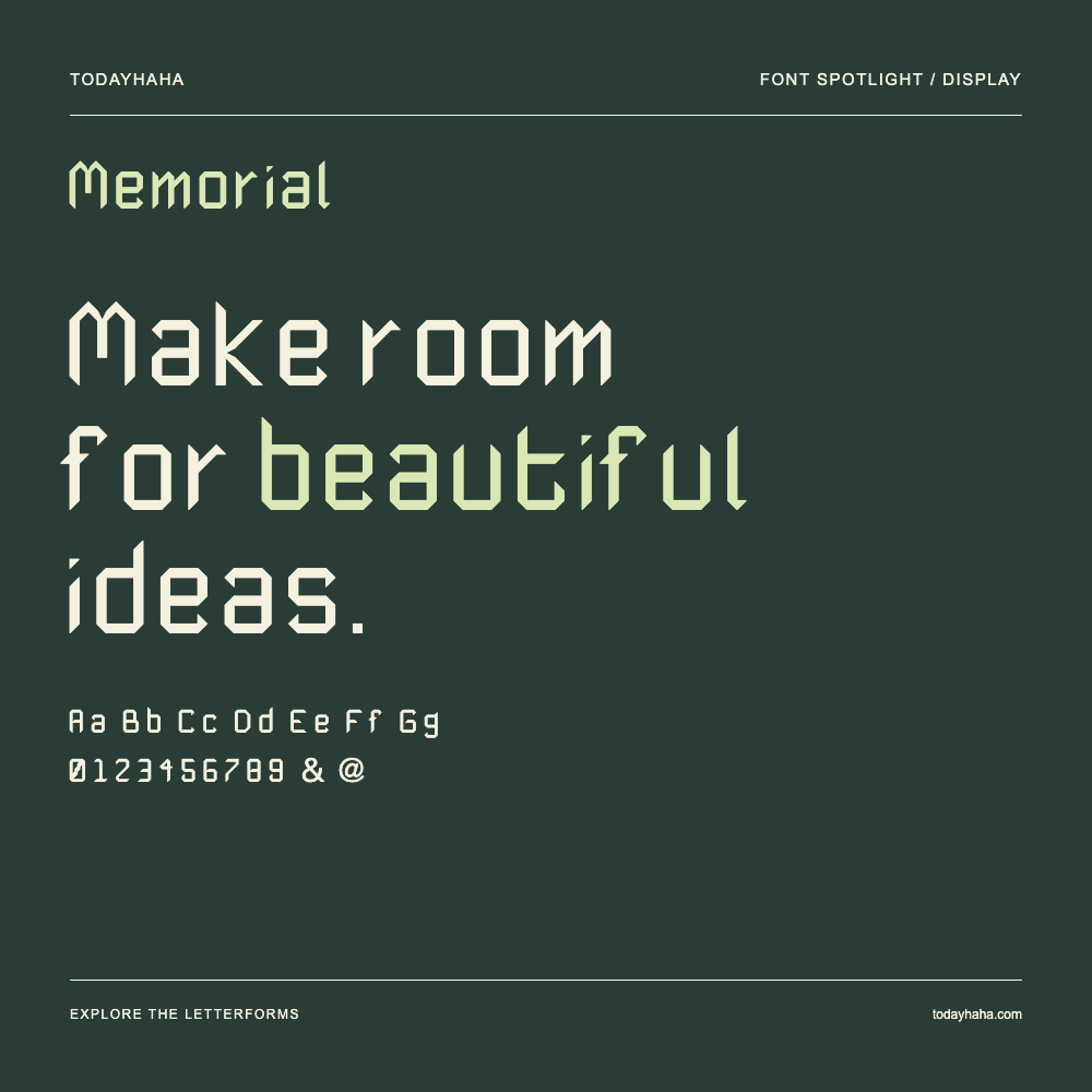 Memorial — Poster tipografico con testo di esempio