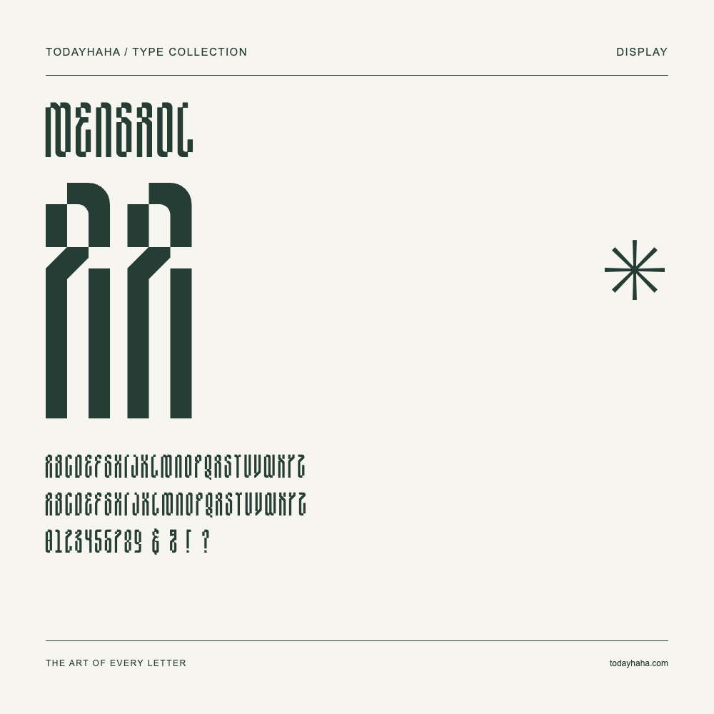 mengrol — Muestra de mayúsculas, minúsculas y números