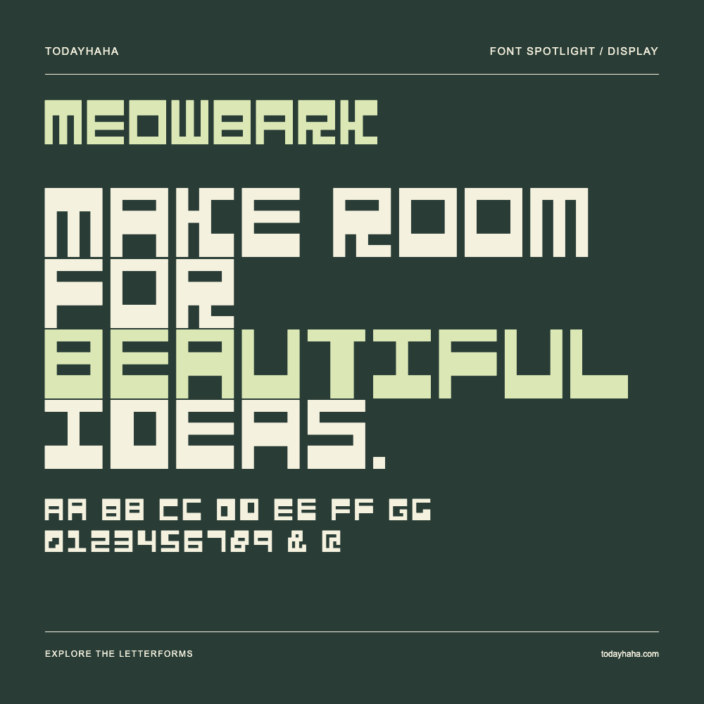 MEOWBARK — Poster tipografico con testo di esempio