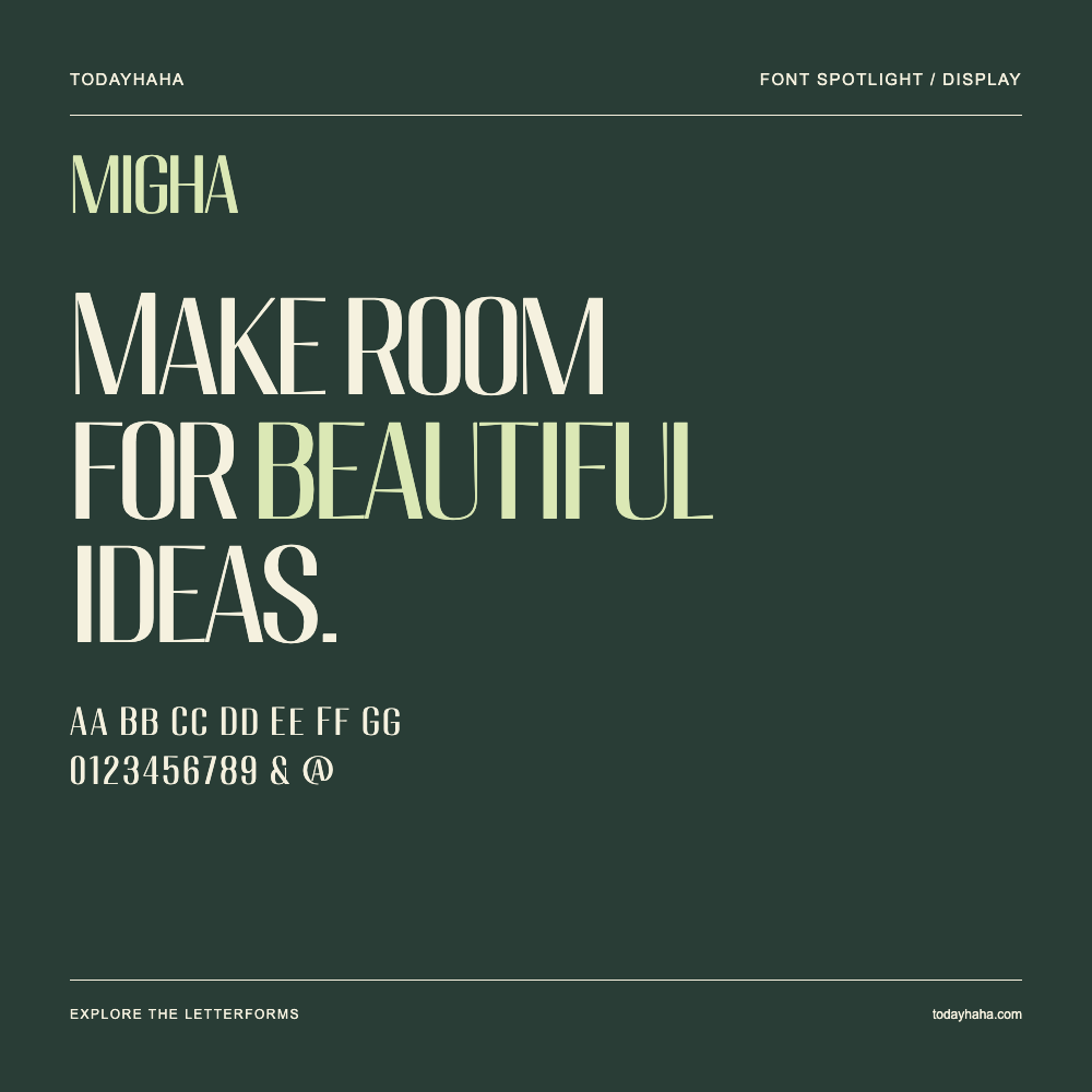 MIGHA — Póster tipográfico con texto de muestra
