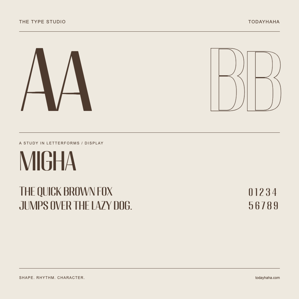 MIGHA — Estudio de letras con una frase y números