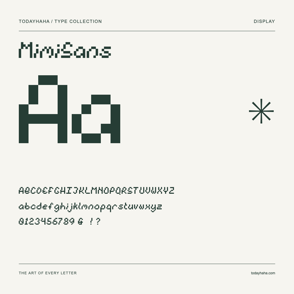 MimiSans — Schriftmuster mit Großbuchstaben, Kleinbuchstaben und Ziffern