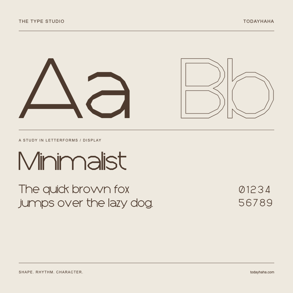 Minimalist — 字形展示：示例句子与数字