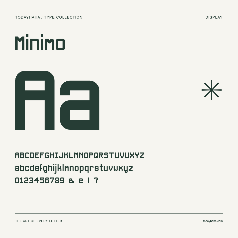 Minimo — Muestra de mayúsculas, minúsculas y números