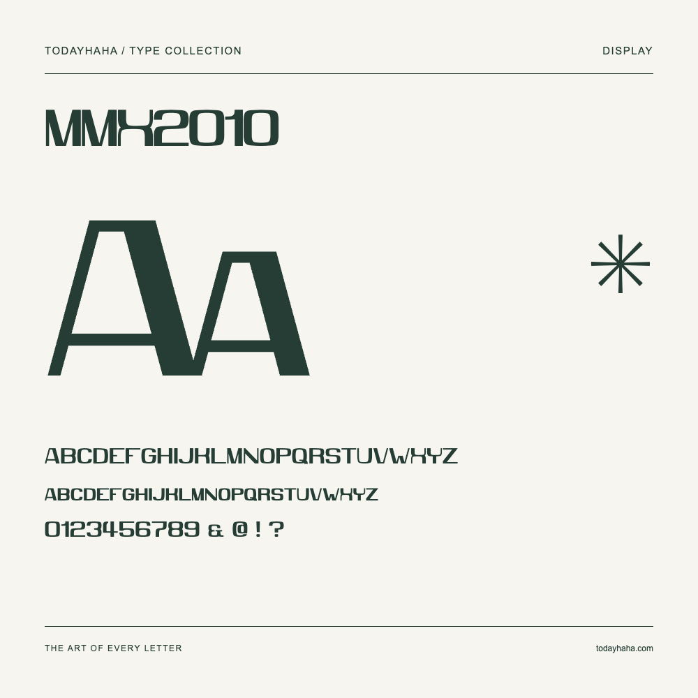 MMX2010 — Schriftmuster mit Großbuchstaben, Kleinbuchstaben und Ziffern