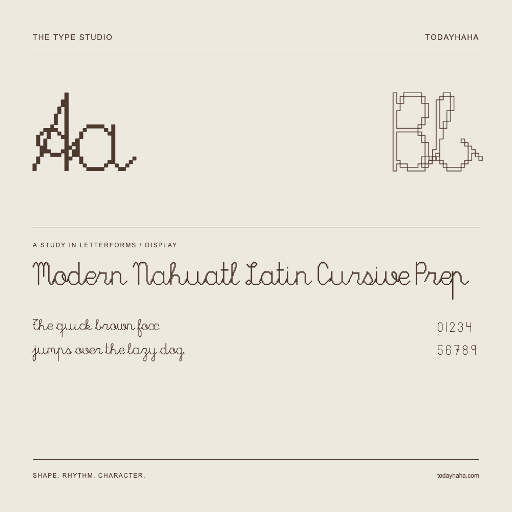 Modern Nahuatl Latin Cursive Prep — Estudio de letras con una frase y números