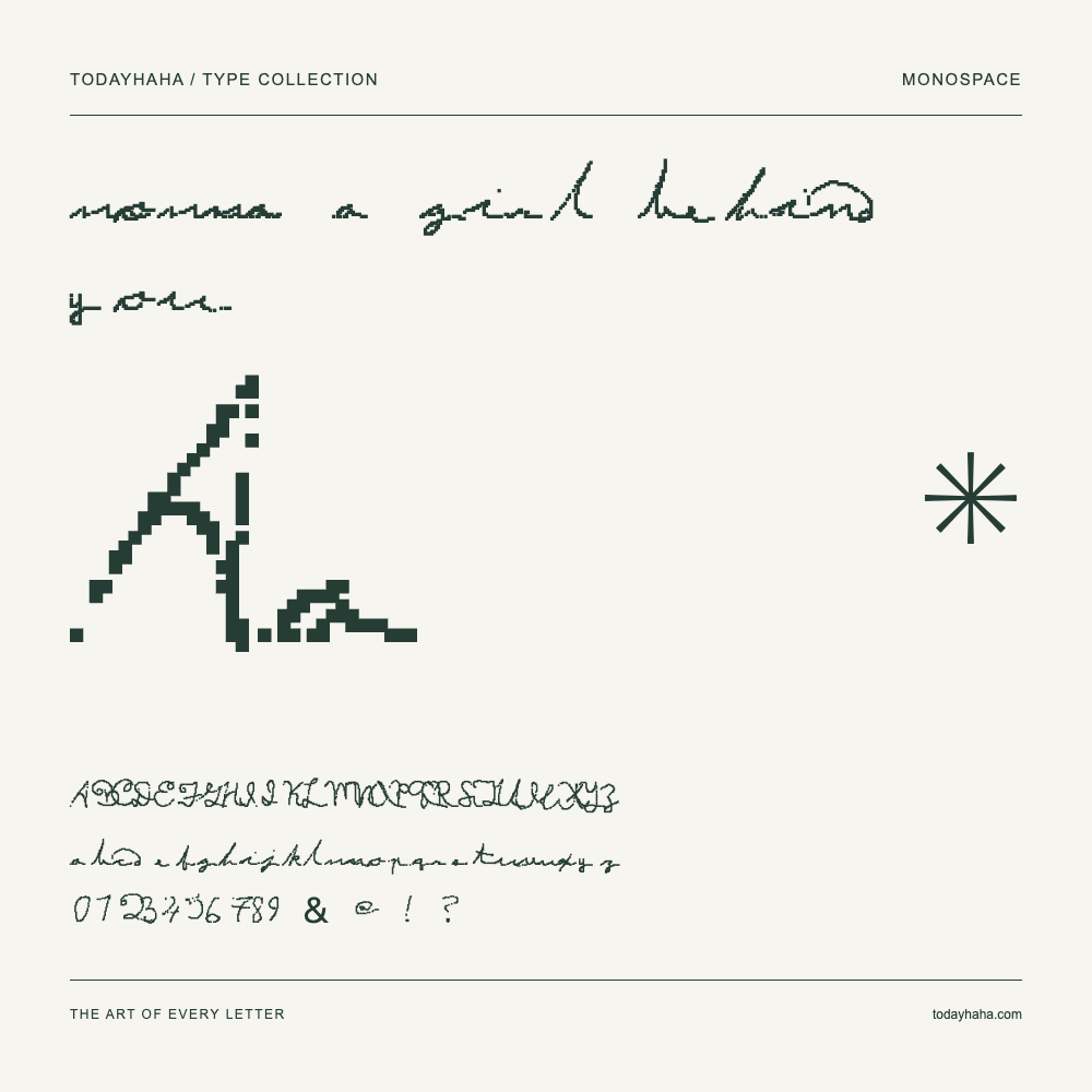 momma a girl behind you — Schriftmuster mit Großbuchstaben, Kleinbuchstaben und Ziffern