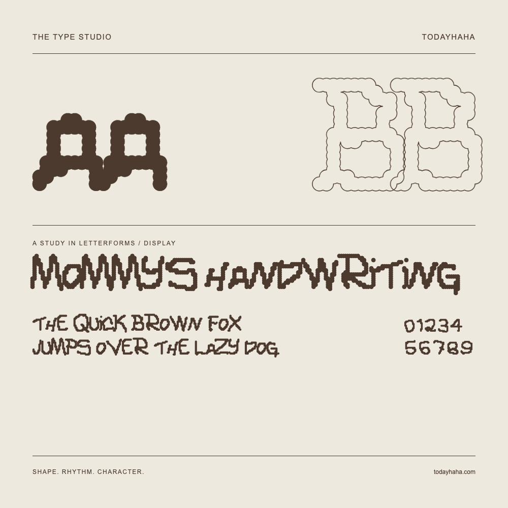 Mommy's Handwriting — Buchstabenstudie mit Beispielsatz und Ziffern