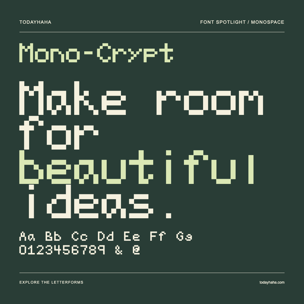 Mono-Crypt — Poster tipografico con testo di esempio