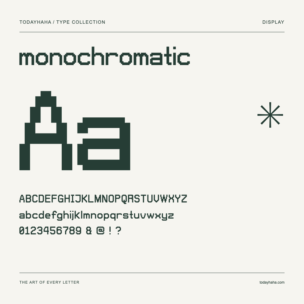 monochromatic — Muestra de mayúsculas, minúsculas y números