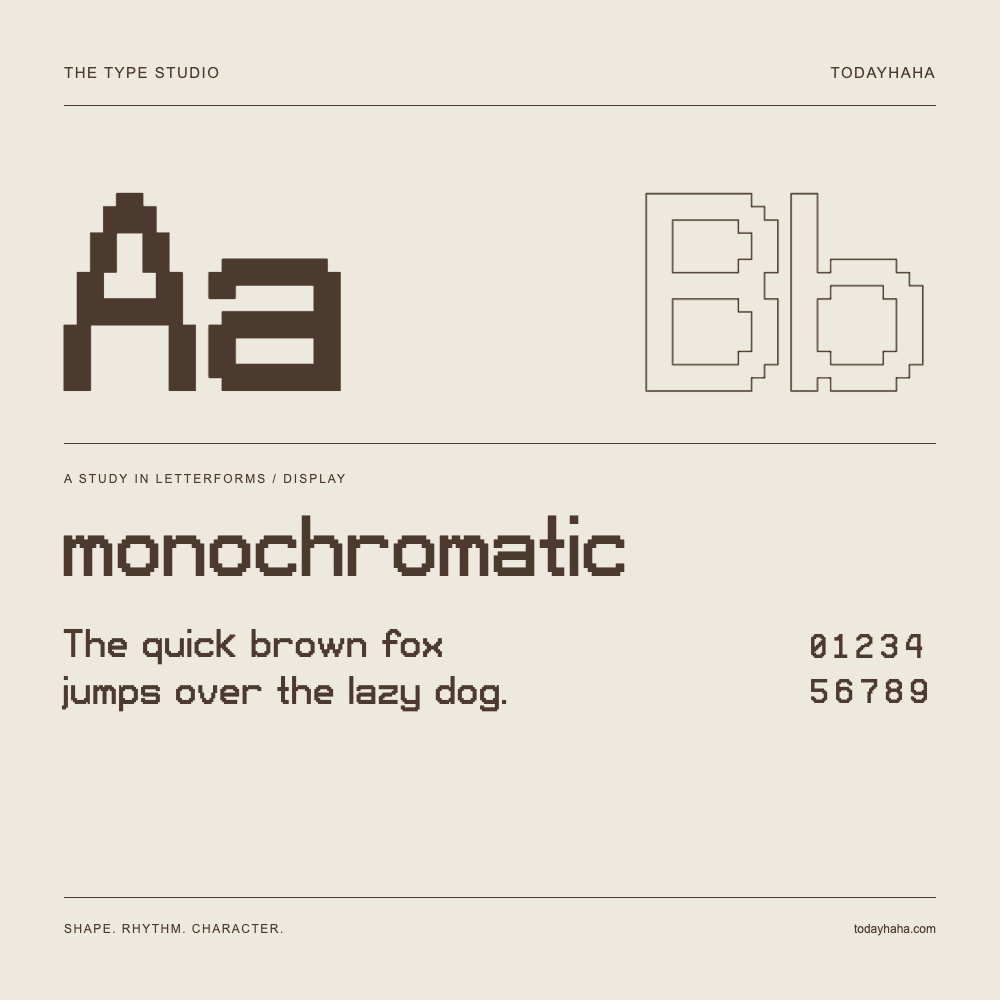 monochromatic — Estudio de letras con una frase y números
