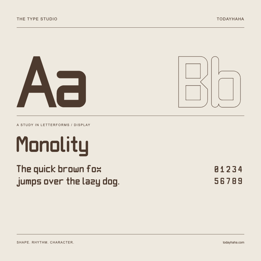 Monolity — Estudo de letras com frase e números