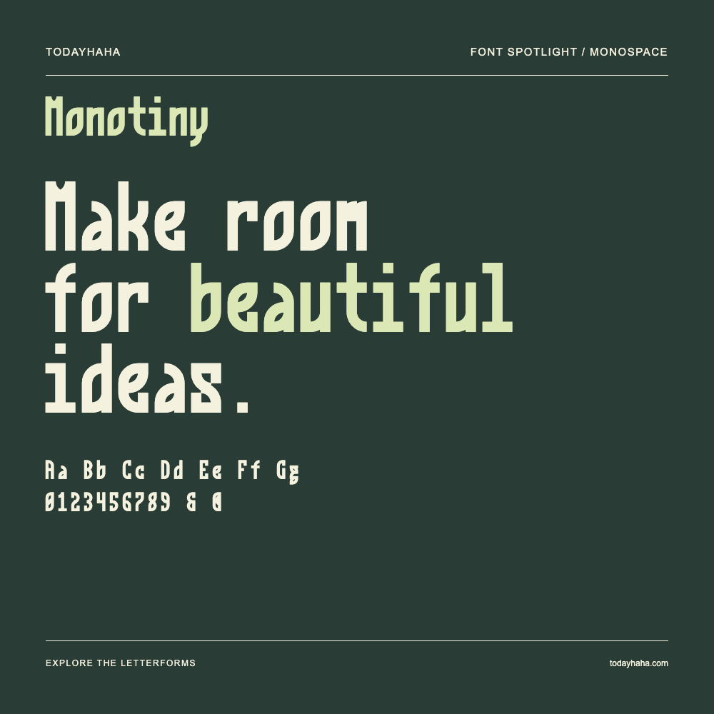 Monotiny — Poster tipografico con testo di esempio