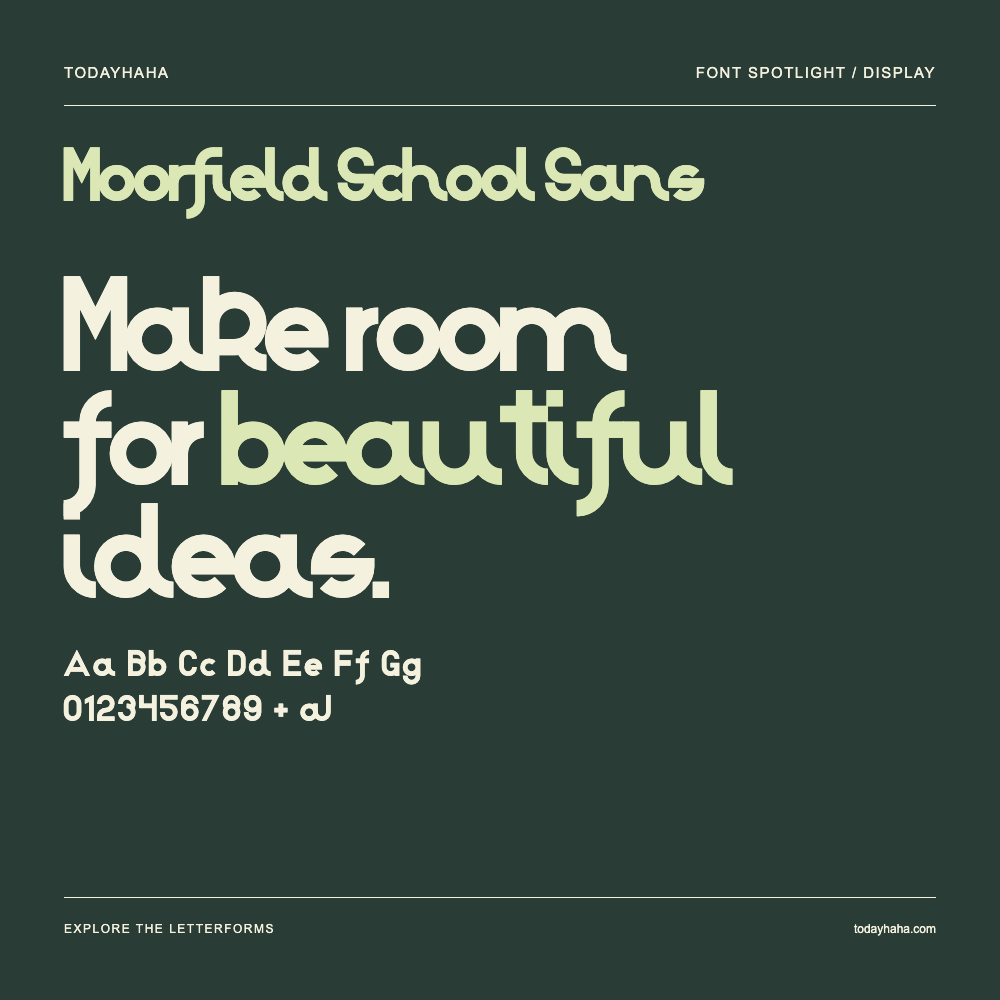 Moorfield School Sans — Typografieposter mit Beispieltext