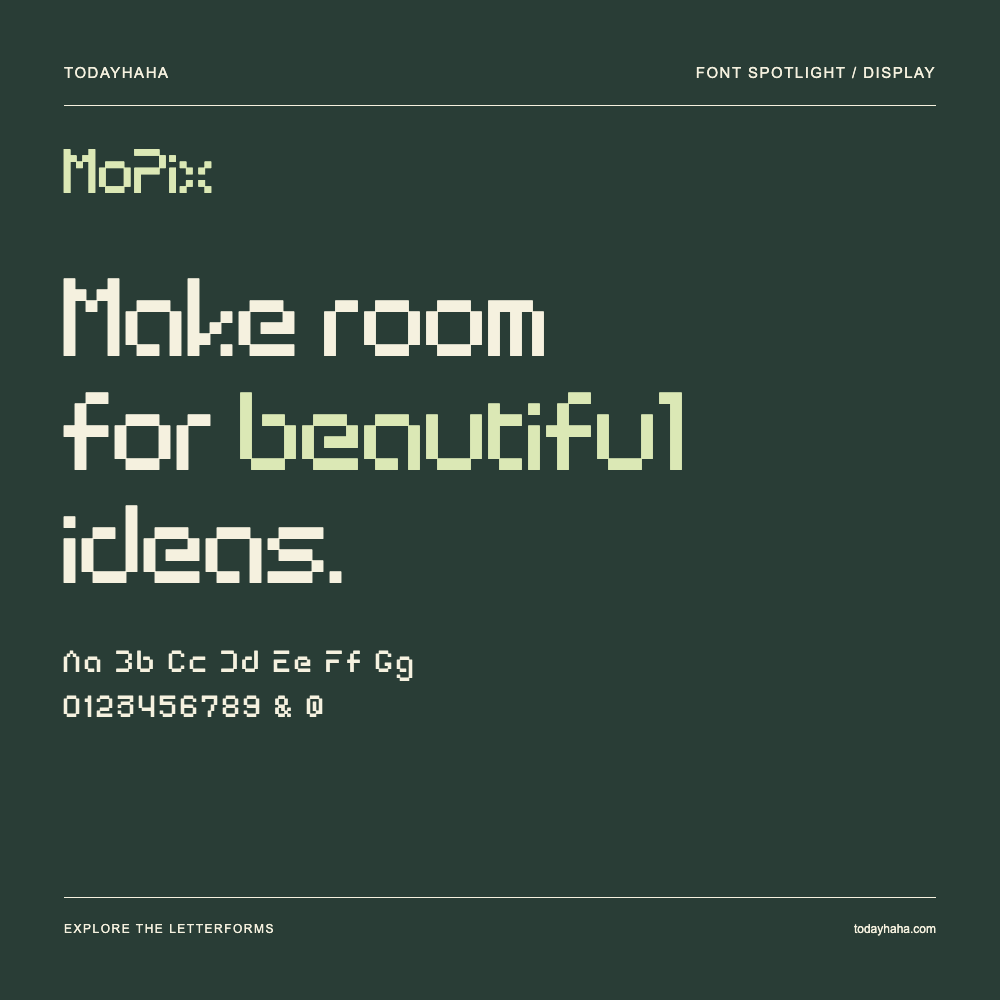 MoPix — Póster tipográfico con texto de muestra
