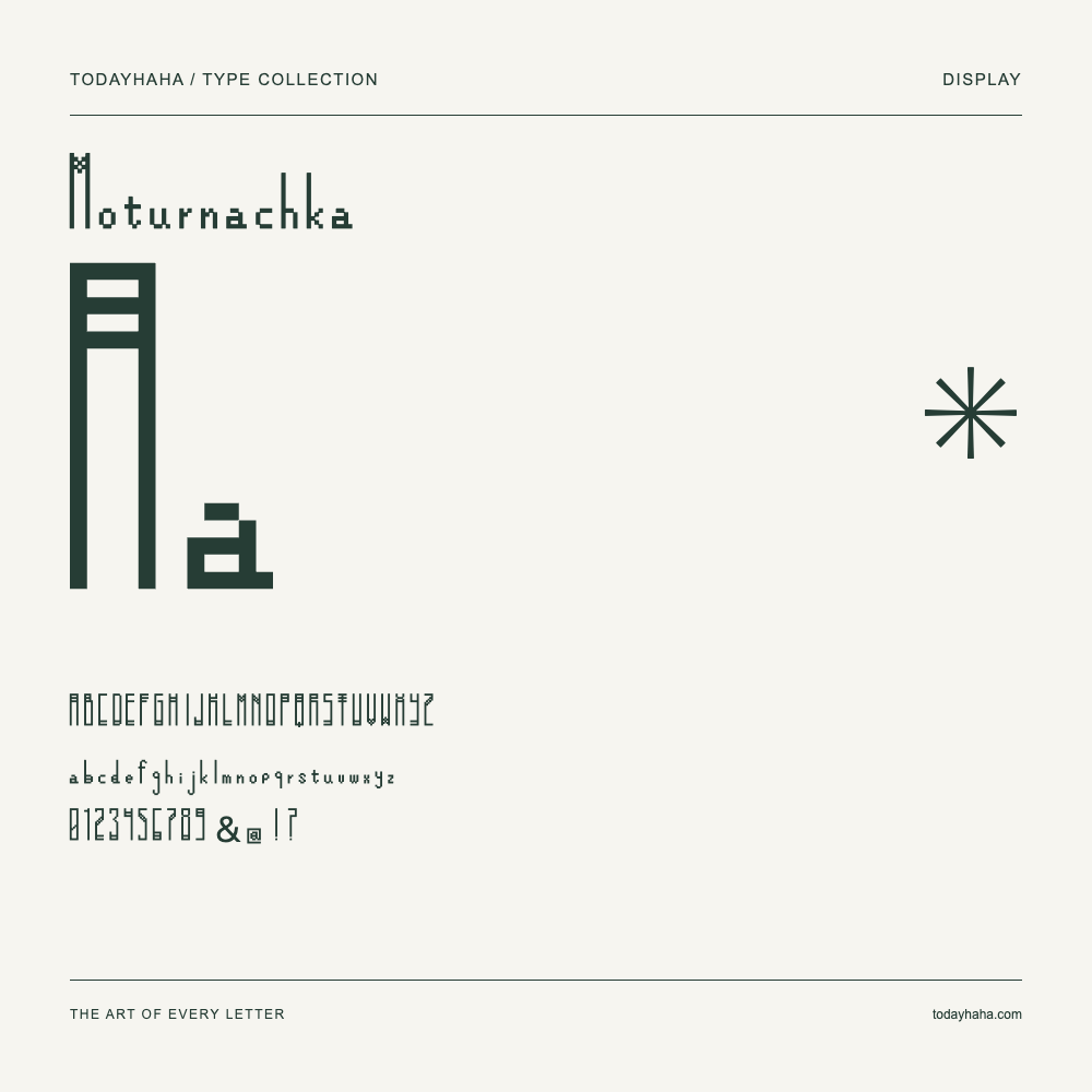 Moturnachka — Spécimen avec majuscules, minuscules et chiffres