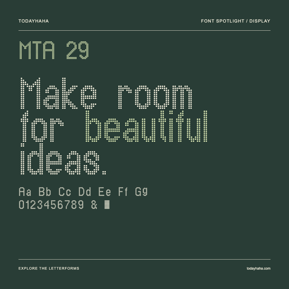 MTA 29 — Affiche typographique avec exemple de texte