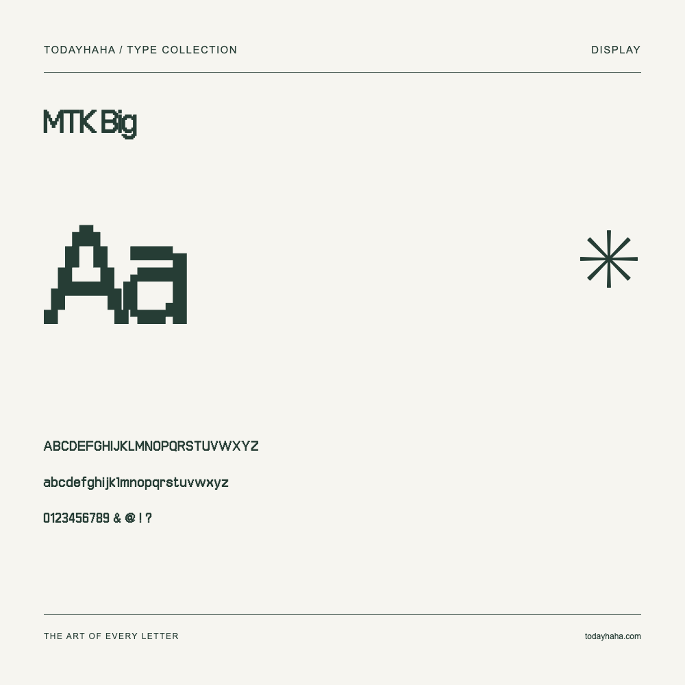 MTK Big — Muestra de mayúsculas, minúsculas y números