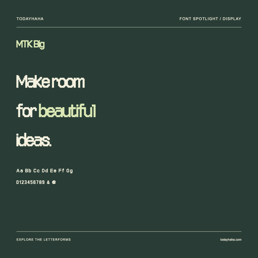 MTK Big — Póster tipográfico con texto de muestra