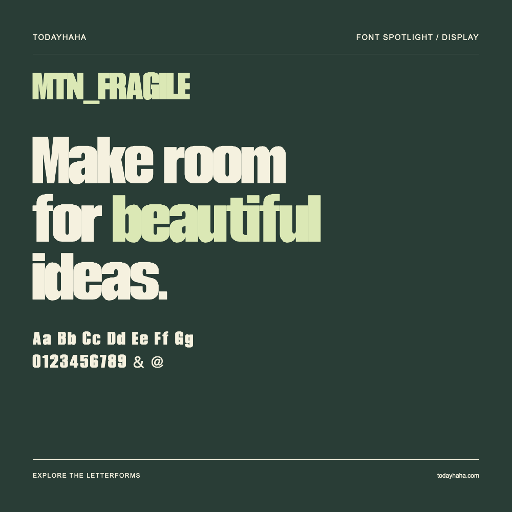 MTN_FRAGILE — Poster tipografico con testo di esempio