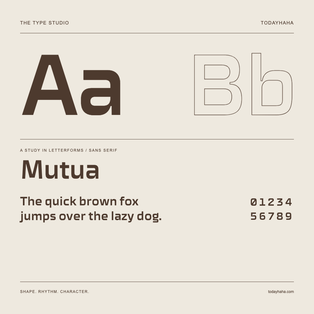 Mutua — Estudio de letras con una frase y números