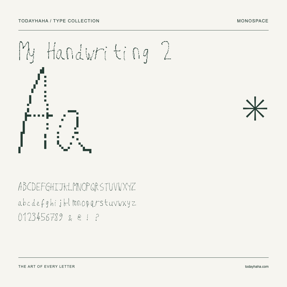 My Handwriting 2 — Muestra de mayúsculas, minúsculas y números