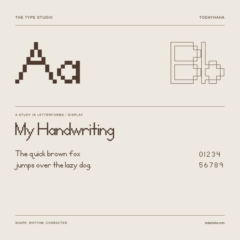 My Handwriting — Buchstabenstudie mit Beispielsatz und Ziffern