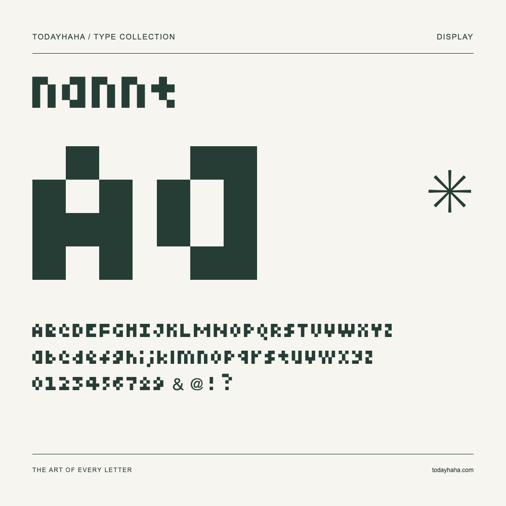 nannt — Font specimen with uppercase and lowercase letters and numbers