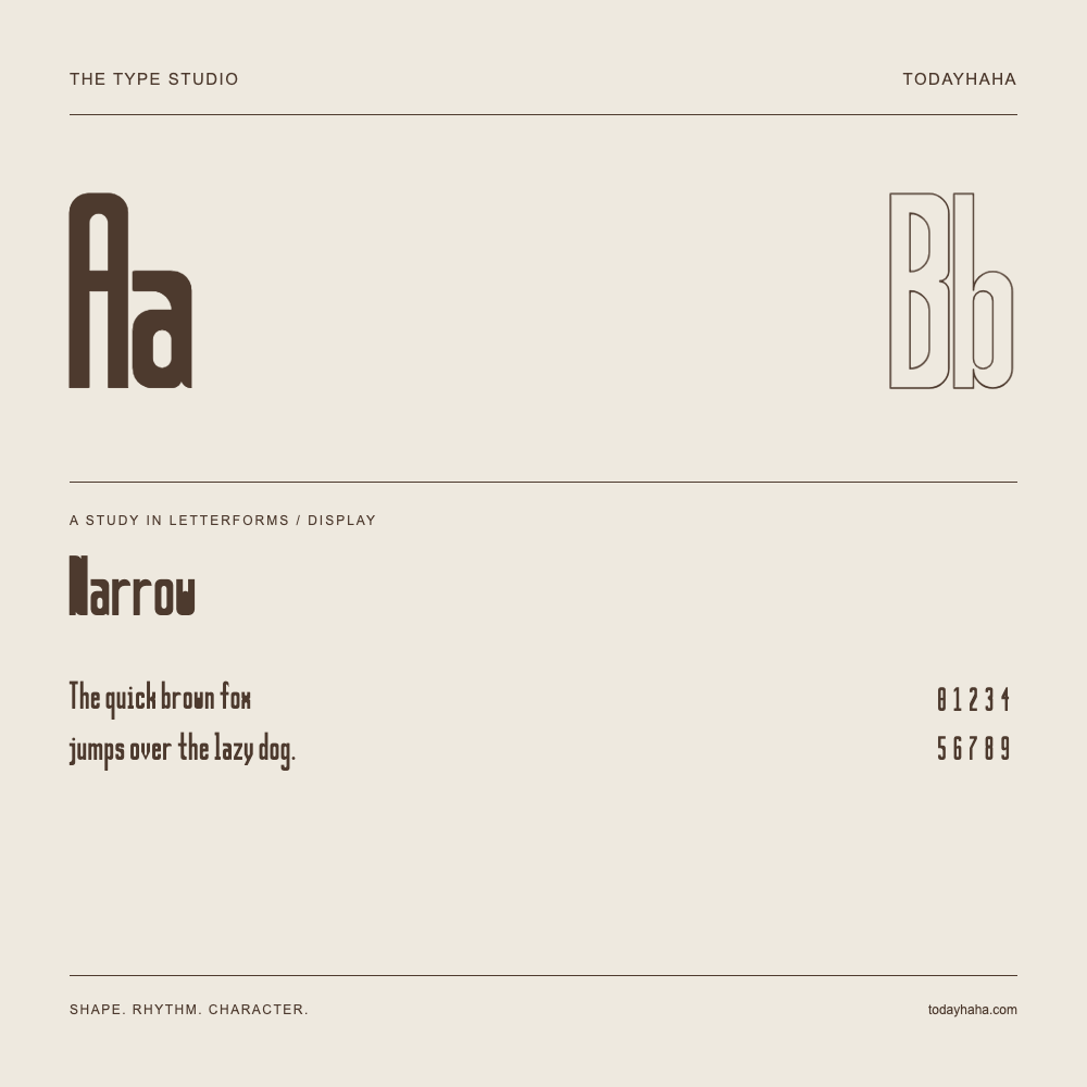 Narrow — Estudio de letras con una frase y números