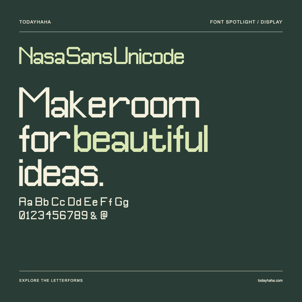 Nasa Sans Unicode — Typografieposter mit Beispieltext