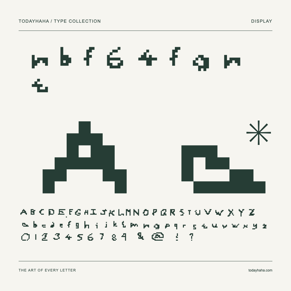 nbf64font — Schriftmuster mit Großbuchstaben, Kleinbuchstaben und Ziffern