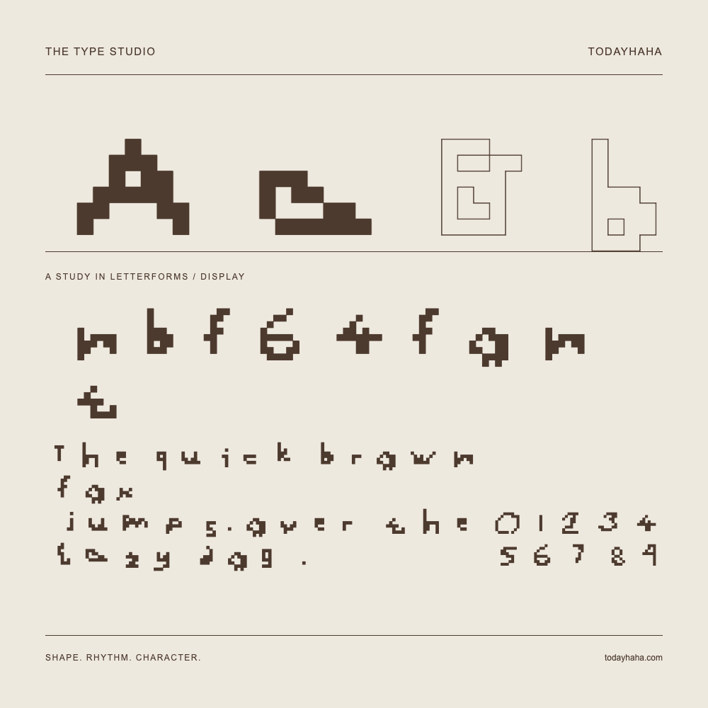 nbf64font — Buchstabenstudie mit Beispielsatz und Ziffern