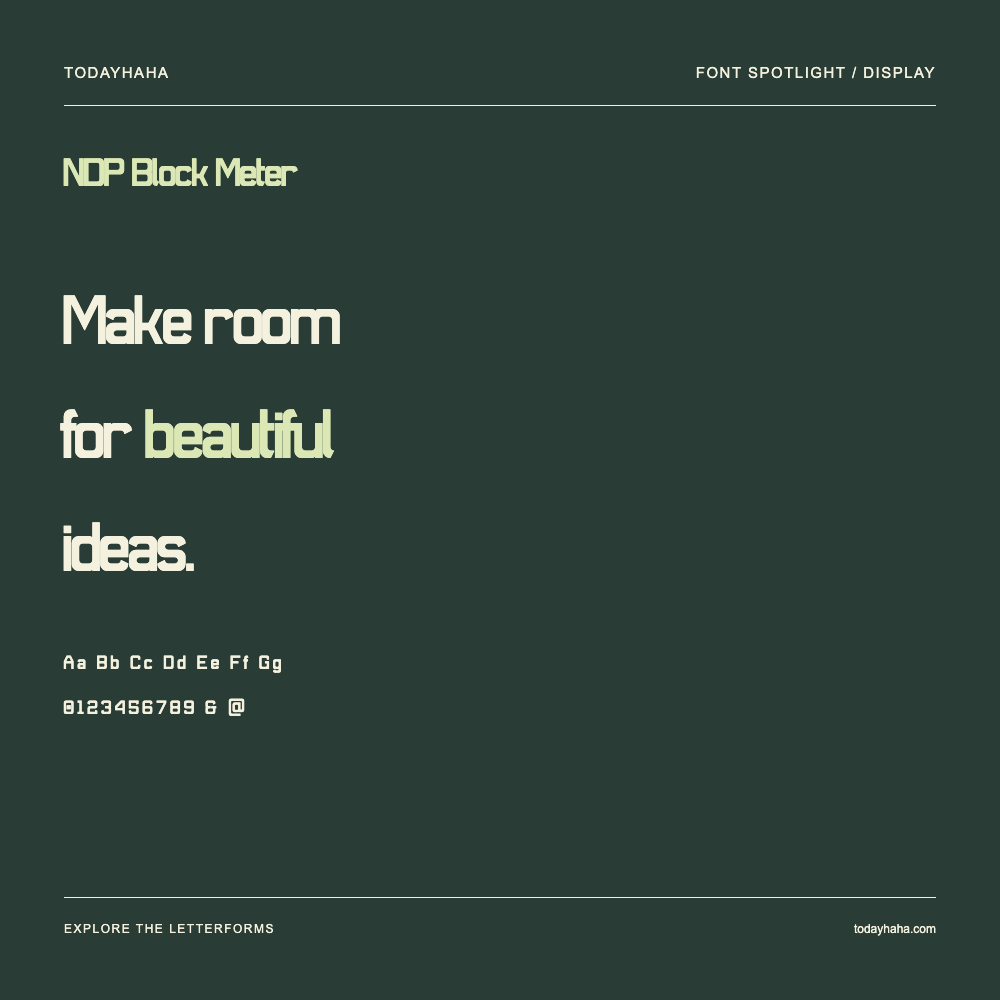 NDP Block Meter — Typografieposter mit Beispieltext