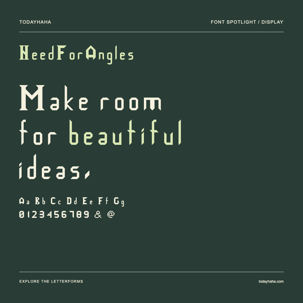 NeedForAngles — Typography poster with sample text