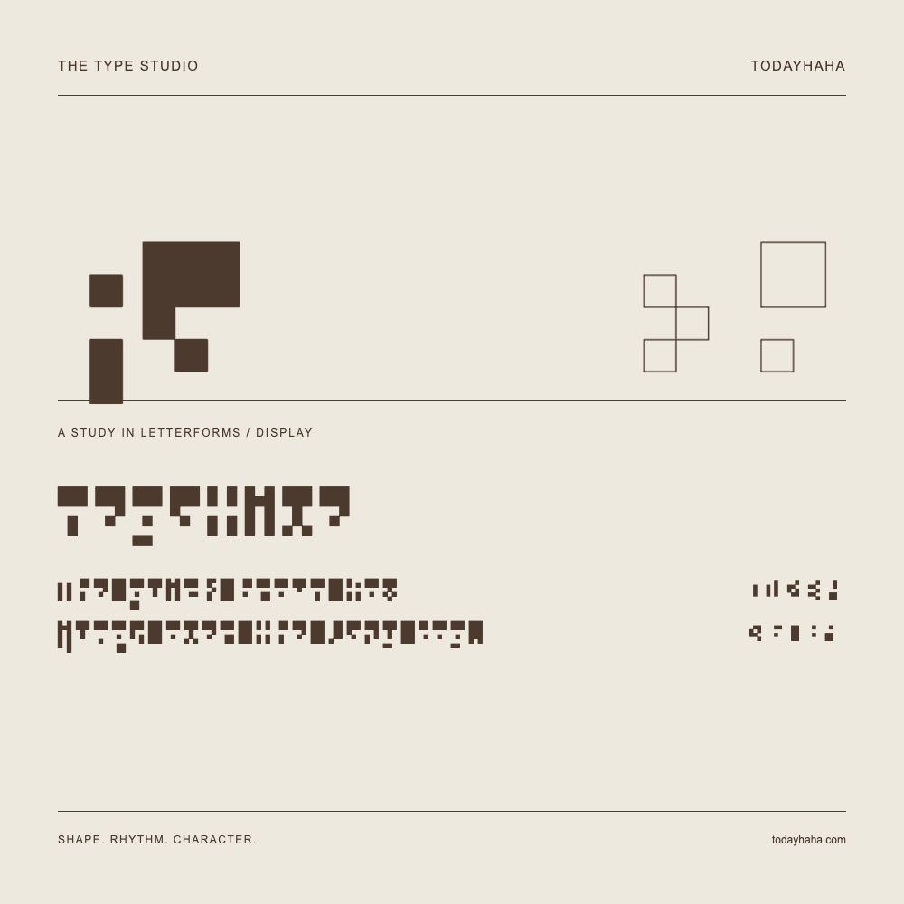 negative — Letterform study with sample sentence and numbers