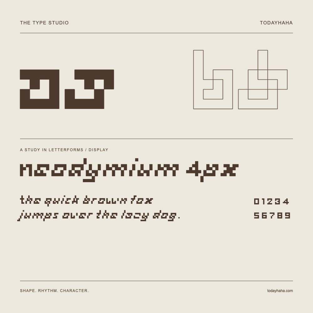 Neodymium 4px — Studio delle lettere con frase e numeri