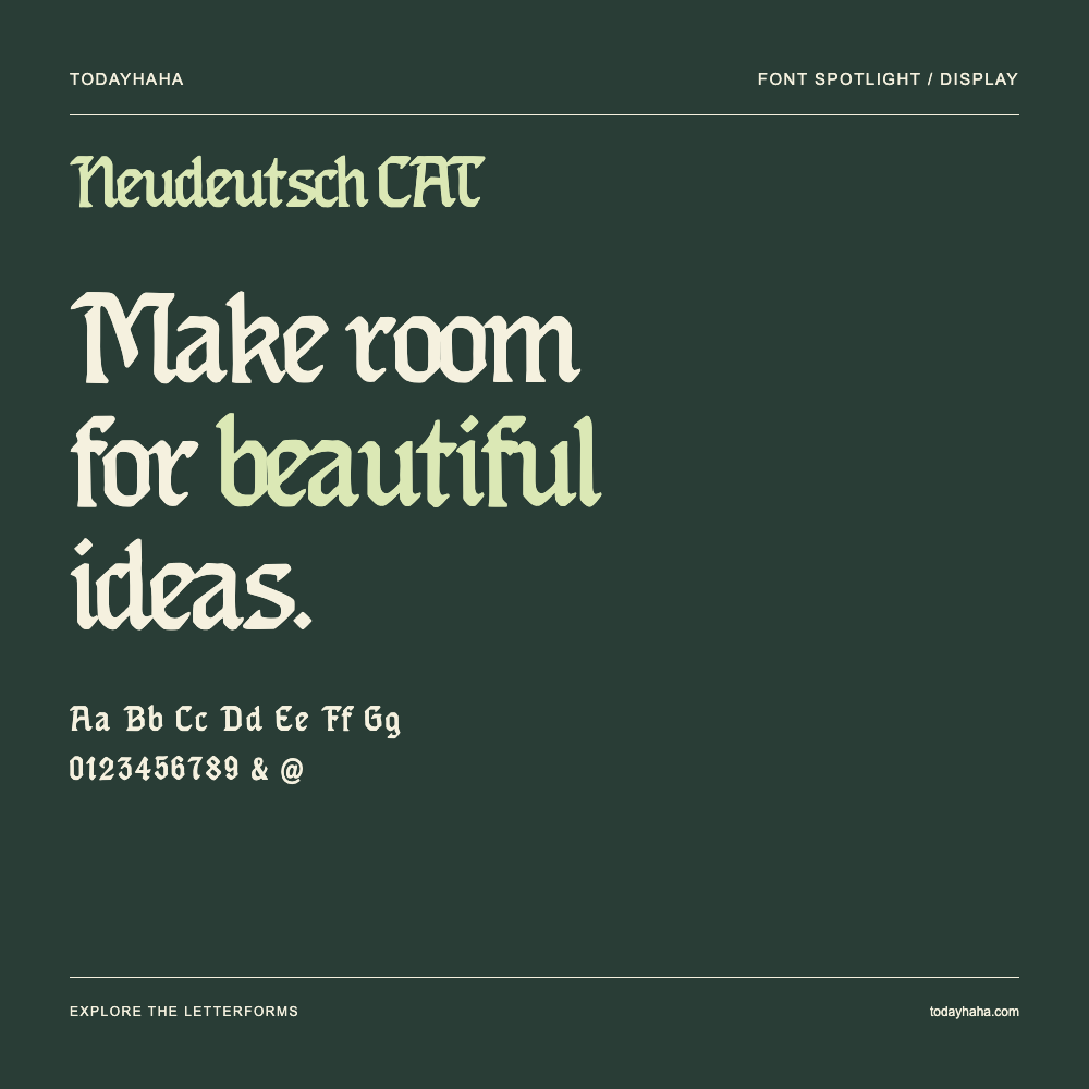 Neudeutsch CAT — Typography poster with sample text