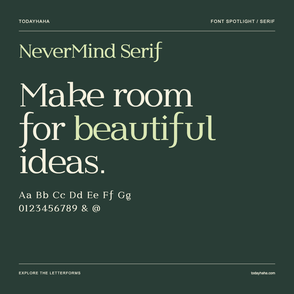 NeverMind Serif — Typography poster with sample text