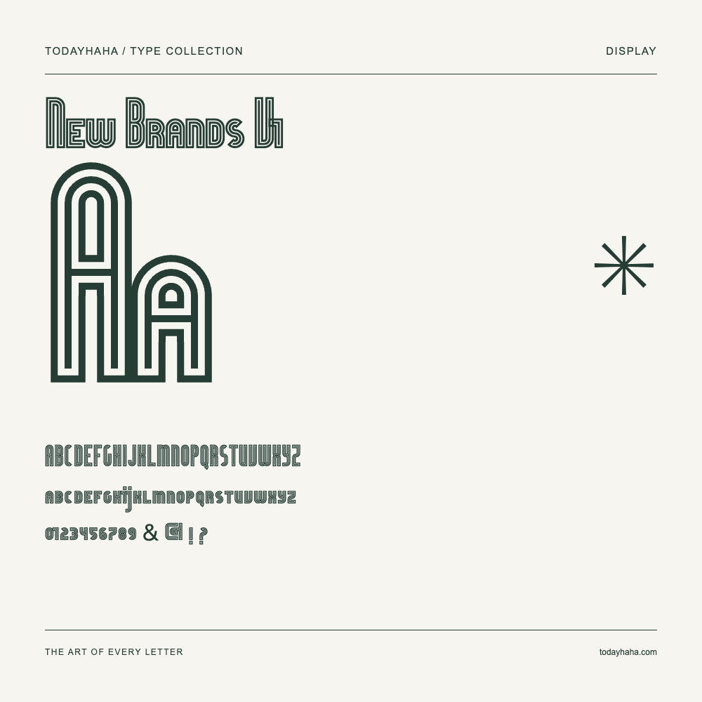 New Brands V1 — Muestra de mayúsculas, minúsculas y números